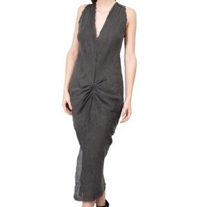 Jaga Elegant Murano Satin Midi Dress Gray DTLA NWT